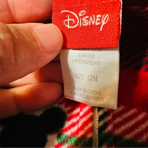 Disney size 12 months onesie Mickey Mouse Christmas Pajamas - Picture 3 of 3
